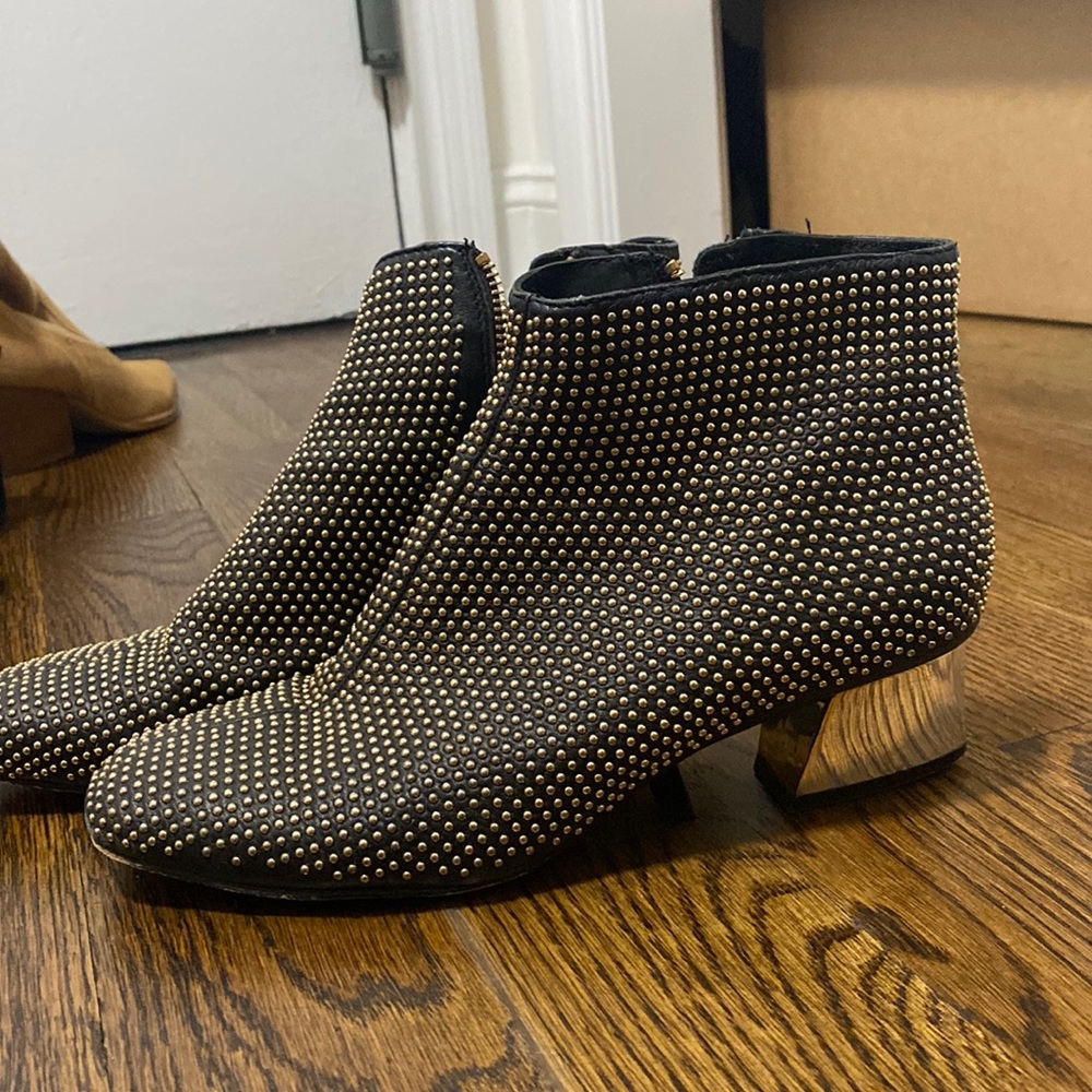 Alice & Olivia gold studded booties